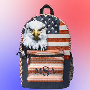 Rustikale amerikanische Flagge und Adler Personali Bedruckter Rucksack