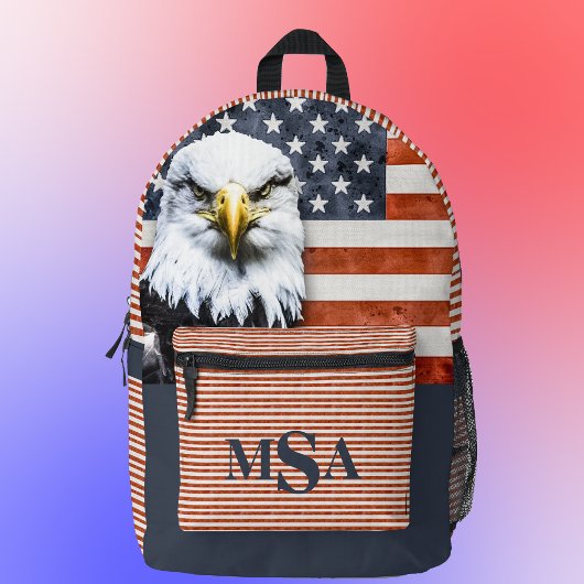 Rustikale amerikanische Flagge und Adler Personali Bedruckter Rucksack