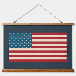 Rustikale amerikanische Flagge Wandkunst-Tapete Wandteppich Mit Holzrahmen