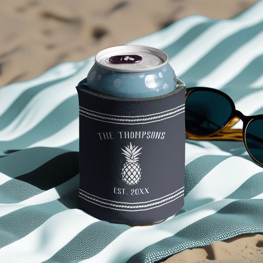 Rustikale Ananas Personalisiert Familienname Dosenkühler