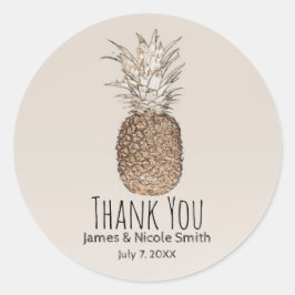 Rustikale Ananas-Tropenhawaiianische Hochzeit Runder Aufkleber