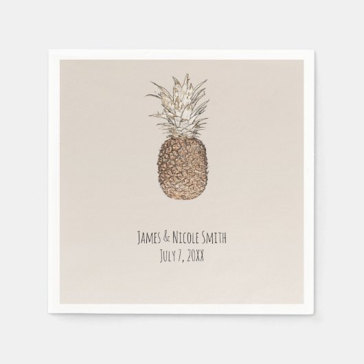 Rustikale Ananas-Tropenhawaiianische Hochzeit Serviette (Vorderseite)