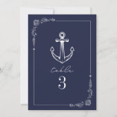 Rustikale Anchor Dark Blue Wedding Tischnummer (Rückseite)