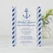 Rustikale Anchor Nautical Bridal Dusche Einladunge Einladung (Stehend Vorderseite)