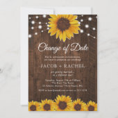 Rustikale Änderung des Datums Sonnenblumen Hochzei Einladung (Vorderseite)