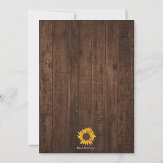 Rustikale Änderung des Datums Sonnenblumen Hochzei Einladung (Rückseite)