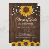 Rustikale Änderung des Datums Sonnenblumen Hochzei Einladung (Vorne/Hinten)