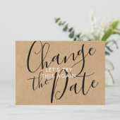 Rustikale Änderung des Datums Zurückgestellt Skrip Einladung (Stehend Vorderseite)