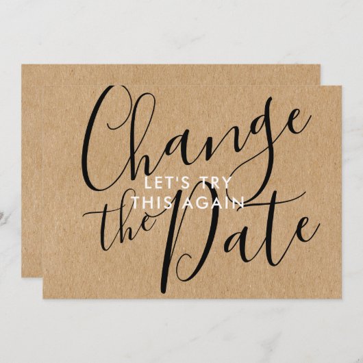 Rustikale Änderung des Datums Zurückgestellt Skrip Einladung (Vorne/Hinten)