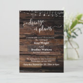 Rustikale Änderung von Plänen verzögert Hochzeitsk Einladung (Stehend Vorderseite)