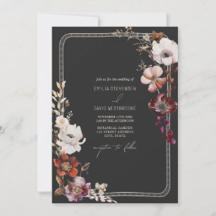 Rustikale Anemone Hand Drawn Border Floral Wedding Einladung