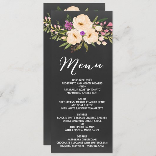 Rustikale Anemones-Tafel Menükarte (Vorne/Hinten)