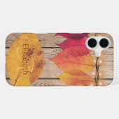Rustikale Anfangsbuchstaben-Monogramm Herbstlaub-L iPhone Hülle (Rückseite (Horizontal))