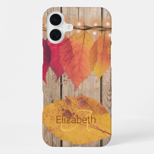 Rustikale Anfangsbuchstaben-Monogramm Herbstlaub-L iPhone Hülle (Rückseite)