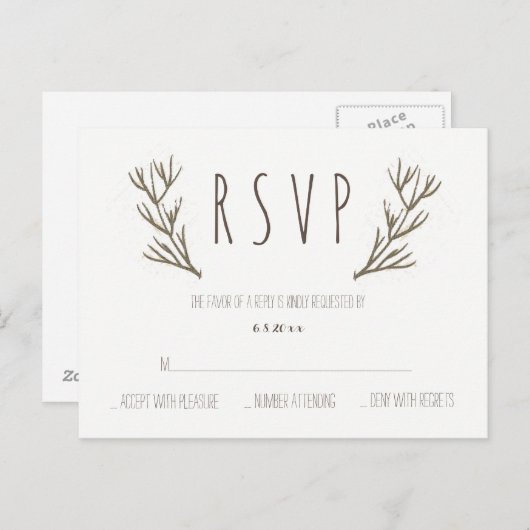 Rustikale Angler kranken Hochzeitstorte rsvp Postk Einladungspostkarte (Vorne/Hinten)