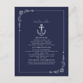 Rustikale Anker Dunkelblauer Strand Hochzeitsdetai Begleitkarte