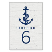 Rustikale Anker-Tischnummernkarten / Navy Tischnummer (Rückseite)