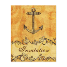 Rustikale Ankerhochzeit - Einladung