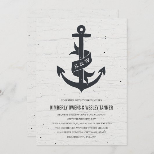 Rustikale Ankerhochzeit Einladung (Vorne/Hinten)