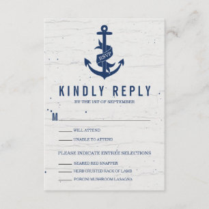Rustikale Ankerhochzeit RSVP Card / Marine