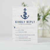 Rustikale Ankerhochzeit RSVP Card / Marine (Stehend Vorderseite)