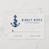 Rustikale Ankerhochzeit RSVP Card / Marine (Vorne/Hinten)