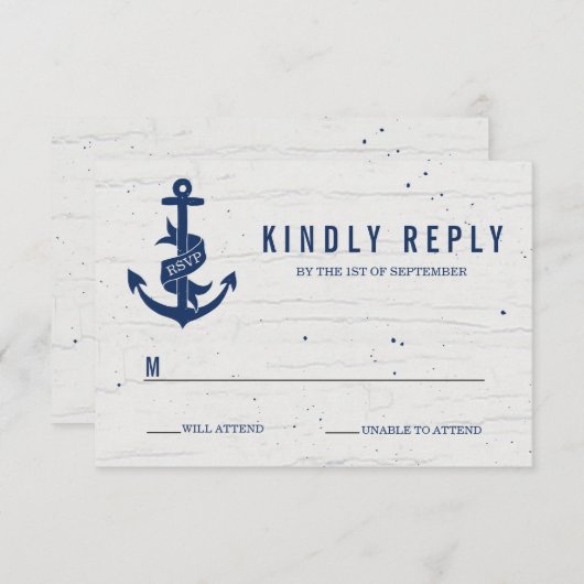 Rustikale Ankerhochzeit RSVP Card / Marine (Vorne/Hinten)
