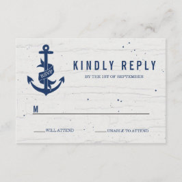 Rustikale Ankerhochzeit RSVP Card / Marine Karte