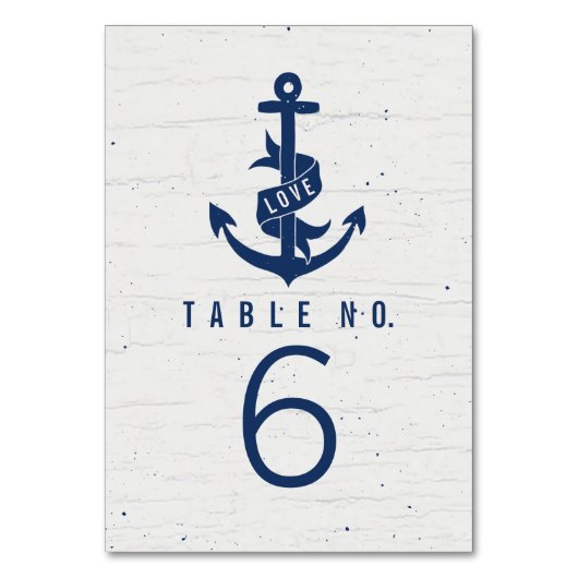 Rustikale Ankerkarten/Tischnummer Tischnummer (Rückseite)