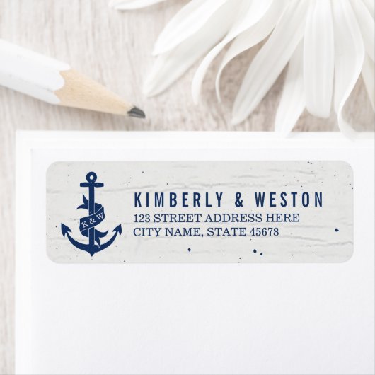 Rustikale Ankermonogramm-Rücksendeadressen-Aufkleb (Insitu)