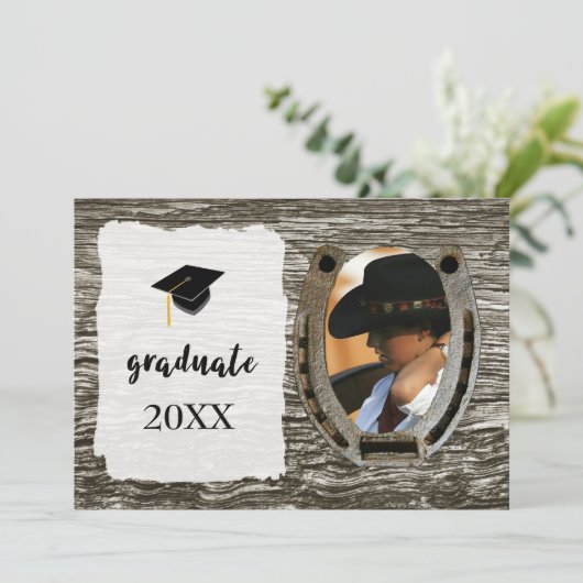 Rustikale Ankündigung eines Abschlusses im Stil ei (Stehend Vorderseite)