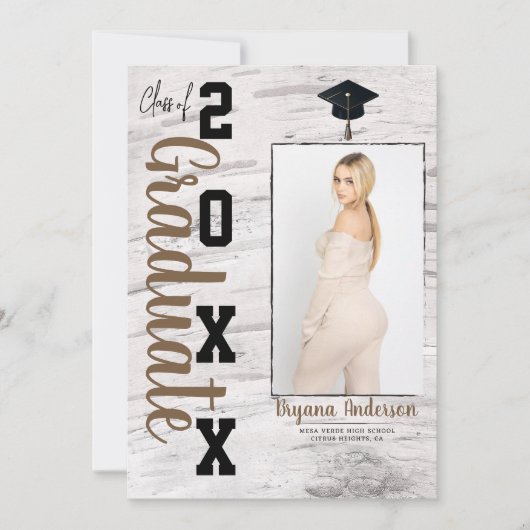 Rustikale Ankündigung von White Birch Abschluss Fo (Vorderseite)