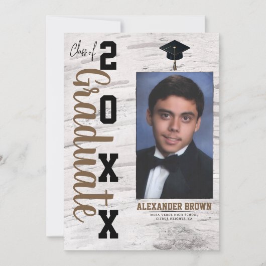 Rustikale Ankündigung von White Birch Abschluss Fo (Vorderseite)