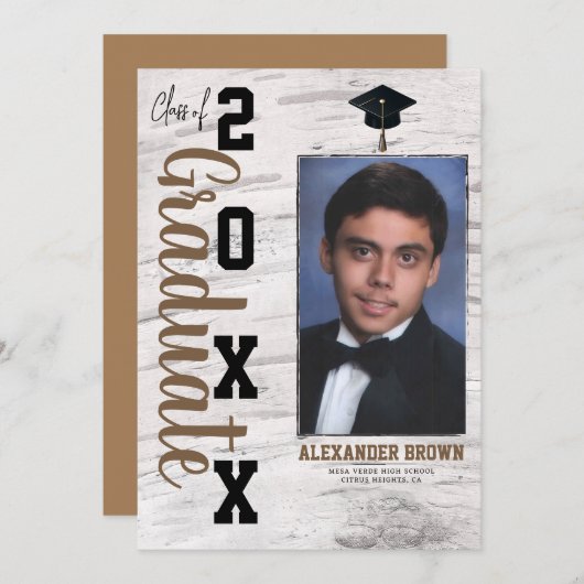 Rustikale Ankündigung von White Birch Abschluss Fo (Vorne/Hinten)