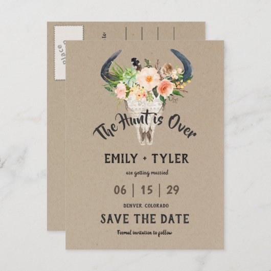 Rustikale Antelope Hunt ist Save the Date vorbei Ankündigungspostkarte (Vorne/Hinten)