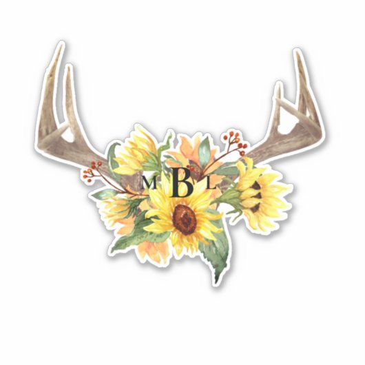 Rustikale Anters Monogram Large Aufkleber (Vorderseite)