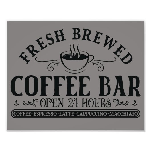 Rustikale antike Bar aus Schwarz und Grau Fotodruck (Vorne)