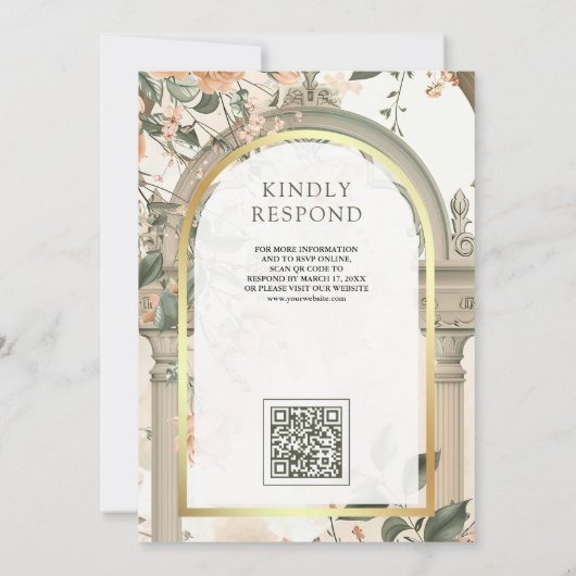 Rustikale antike Mughal Arch florale muslimische H Einladung (Rückseite)