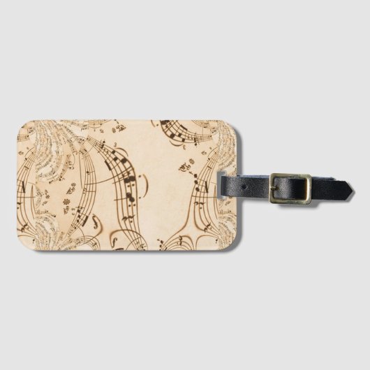 Rustikale antike Musikszene Gepäckanhänger (Vorderseite (Horizontal))