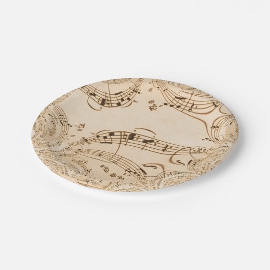 Rustikale antike Musikszene Pappteller (Schrägansicht)