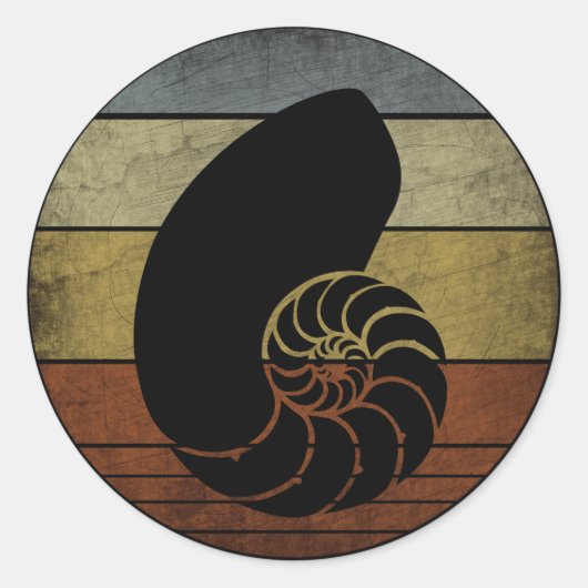 RUSTIKALE ANTIKE NAUTILUS RUNDER AUFKLEBER (Vorderseite)