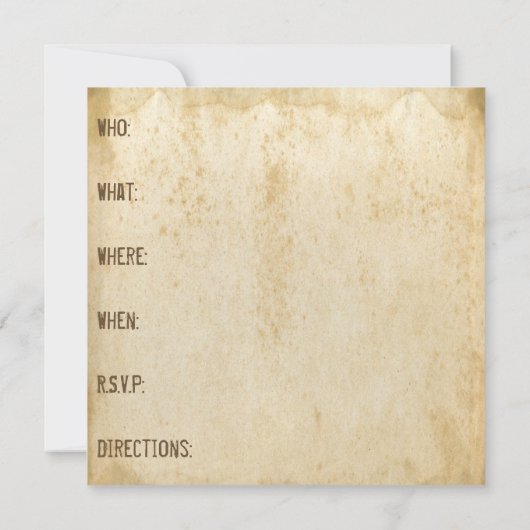 Rustikale antike Schweinereien - Einladungen (Rückseite)