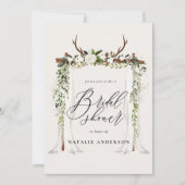 Rustikale antler and foliobasierte Brautdusche Ein Save The Date (Vorderseite)