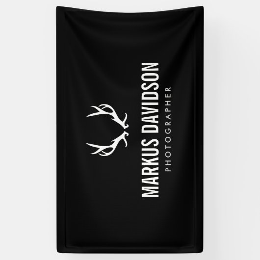 Rustikale Antler auf Schwarzen Fotografen, Handwer Banner (Vertikal)