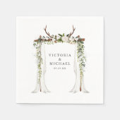 Rustikale Antler Country Boho Floral Monogram Serviette (Vorderseite)