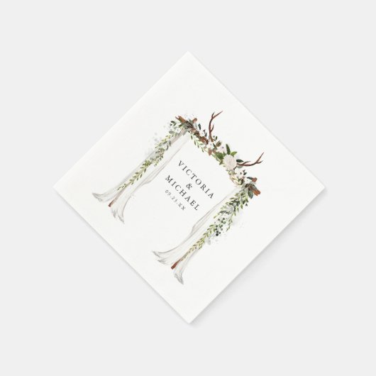 Rustikale Antler Country Boho Floral Monogram Serviette (Ecke)