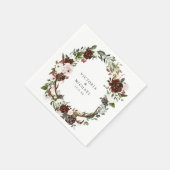 Rustikale Antler Country Boho Floral Monogram Serviette (Ecke)