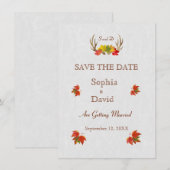 Rustikale Antler Fall Boho SAVE THE DATE Einladung (Vorne/Hinten)