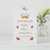 Rustikale Antler Fall Boho SAVE THE DATE Einladung (Stehend Vorderseite)