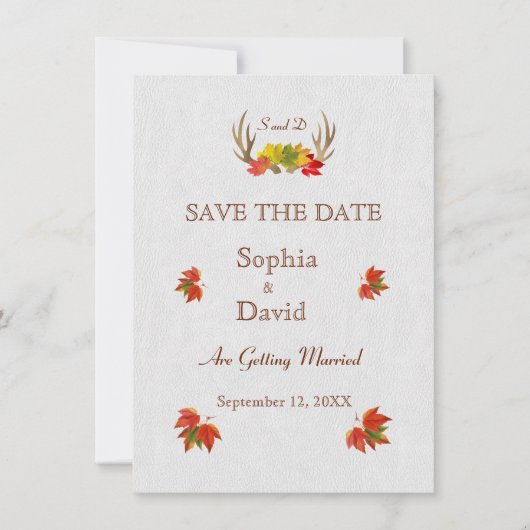 Rustikale Antler Fall Boho SAVE THE DATE Einladung (Vorderseite)